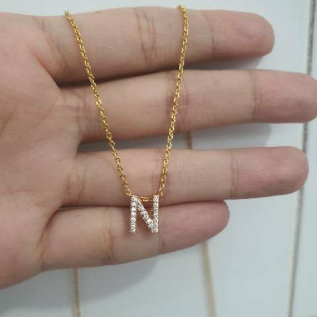 kalung nagita santa  huruf n kalung remaja hadiah ultah 