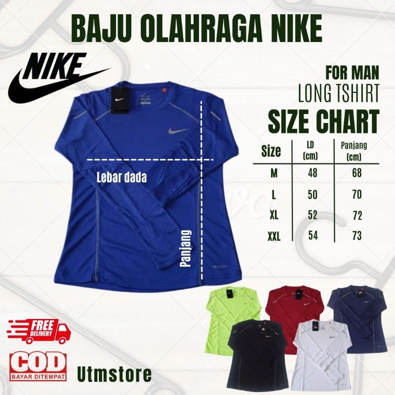 Baju Olahraga Sport Pria Nike Olahraga Lengan Panjang Jogging Lari Gym Fitnes Running New
