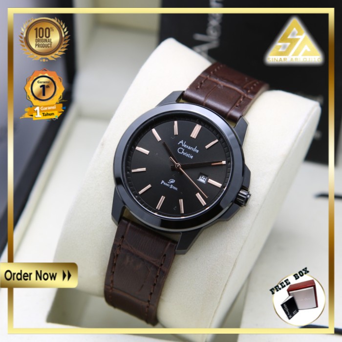 JAM TANGAN ALEXANDRE CHRISTIE ALEXANDER CHRISTIE WANITA CEWEK ORIGINAL ORI AC 1017 BLACK BROWN