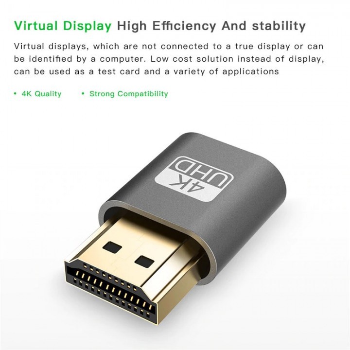 HDMI Virtual Display 4K DCC EDID Dummy Plug Display Cheat - Cocok untuk Para Miner Penambang Crypto