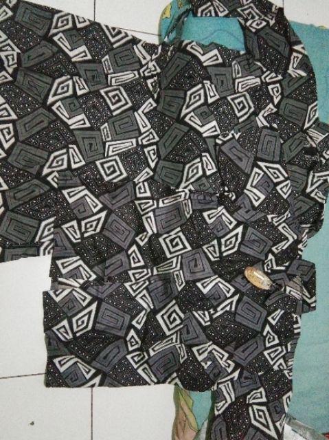 Tunic Batik Cantik Modern Tunik Serut Mozaik Mono Monokrom Monochrome Seragam Kantor Kerja