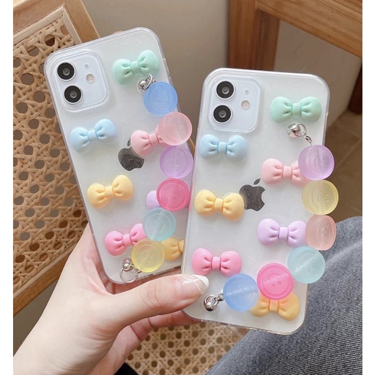 Transparan Colorful Bow Softcase iphone 7/8+ XS XS Max XR 11 Pro Max 12 Pro Max