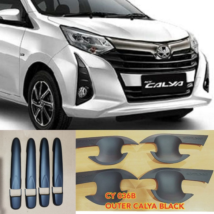 PAKET Cover Handle &amp; Outer EMBOSS Hitam Doff Mobil CALYA 2016-2021