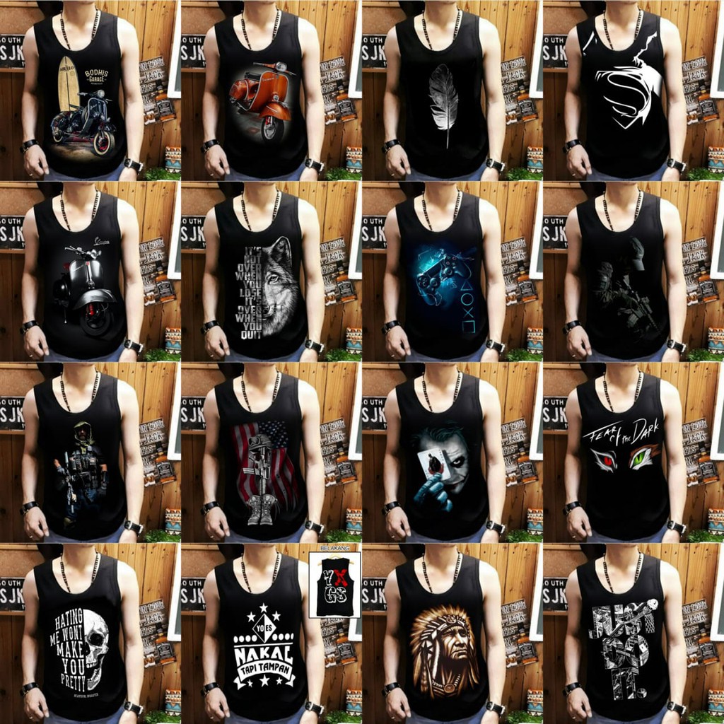 Shalch trendy_Singlet Pria keren campur pilih motif