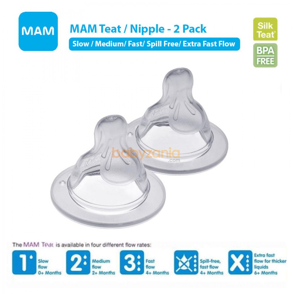 MAM Teat Silicone Nipple Dot Bayi 2 Pack - Teat 1 / 2 / 3 / X