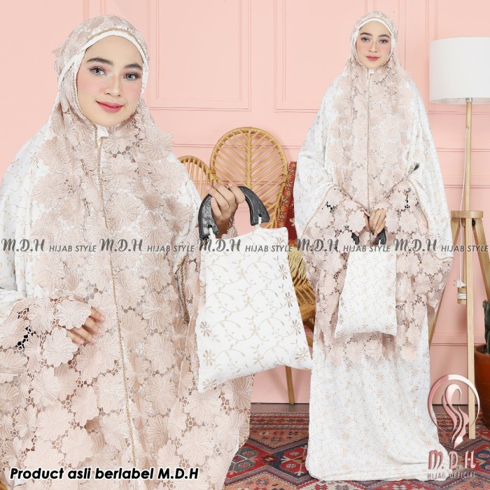 mukenah full bordir dewasa - Putih