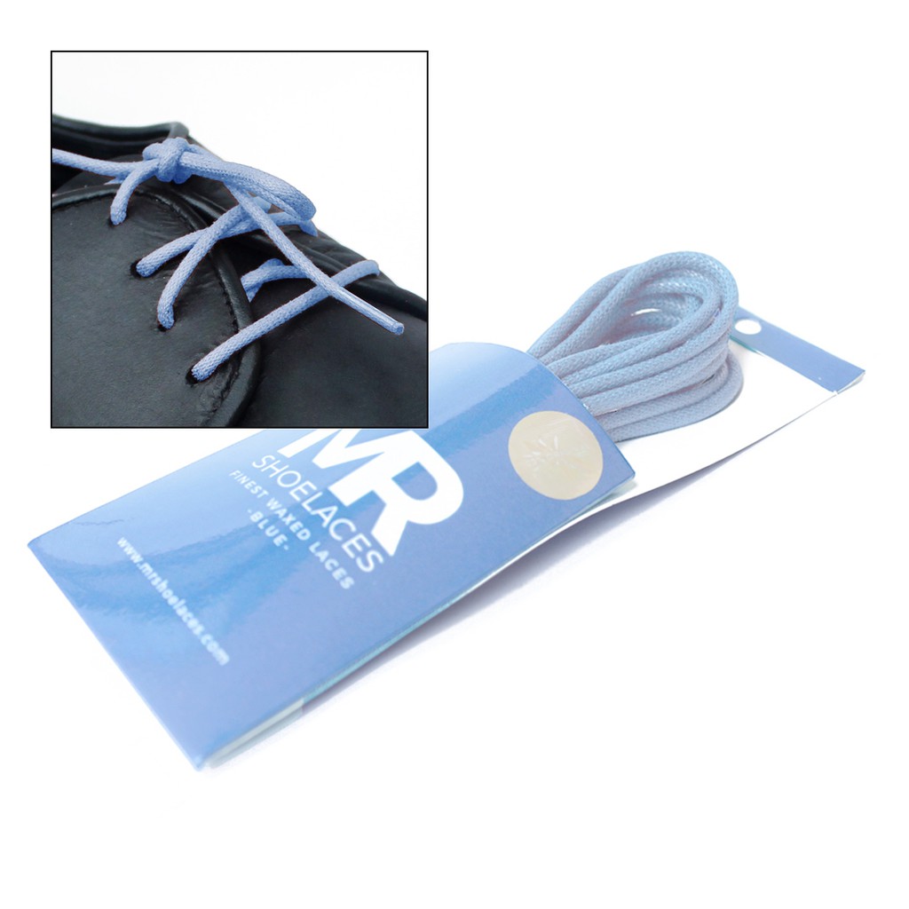 MR Shoelaces RD47 Deep Sky Blue (Biru) Tali Sepatu Lilin 2-3mm Bulat Round 50cm 60cm 70cm 80cm 90cm 100cm 120cm 150cm (Waxed Laces) - Premium Shoelace