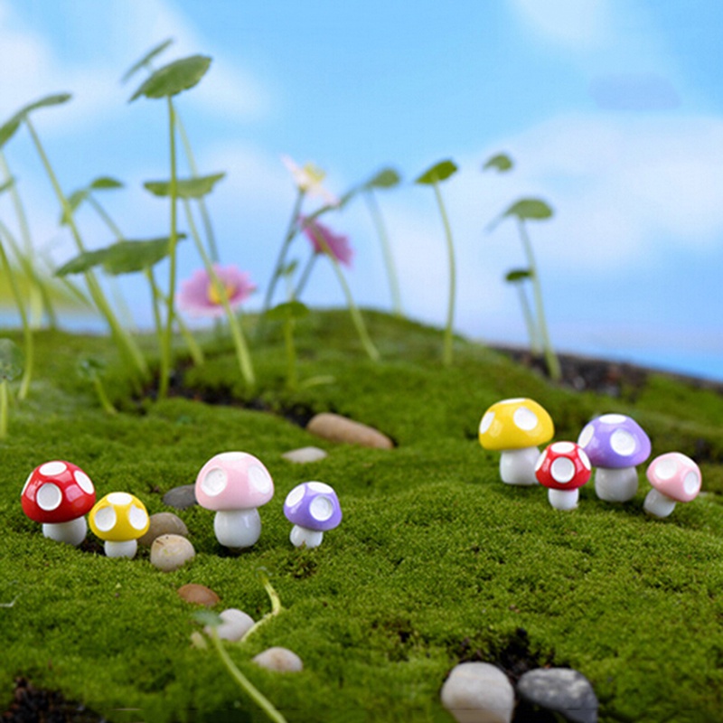 (Happy) 10 / 20pcs Miniatur Jamur Lucu Untuk Dekorasi Rumah Boneka