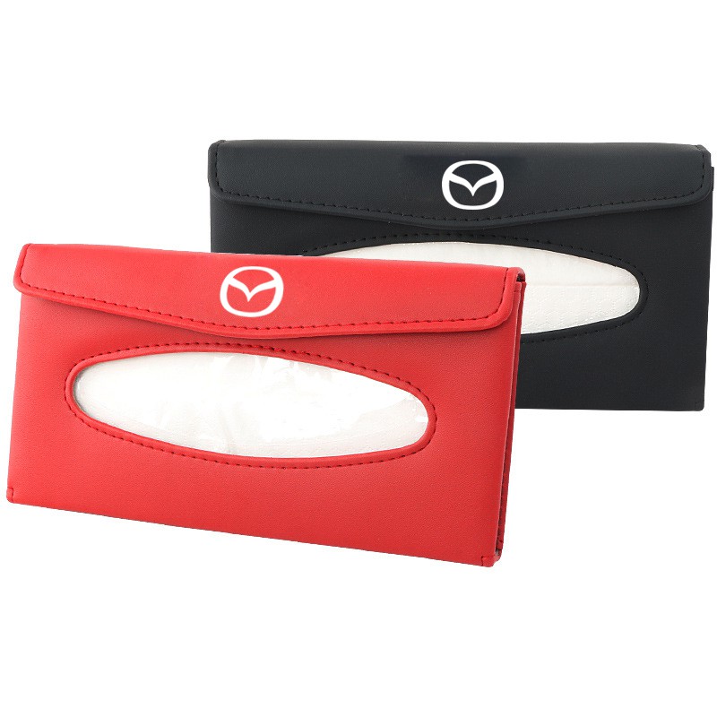 Kualitas tinggi Universal Car Sun Visor Tissue Box Holder PU Kulit Kotak Tisu Cover Case Aksesoris Untuk Mazda speed CX-30 CX-8 Mazda3 CX-3 CX-9 Mazda6 CX-5 Mazda2