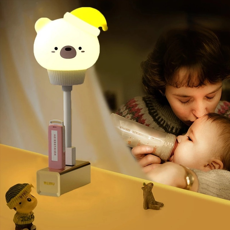 Lampu Meja Led Usb Flexible Portable Bentuk Kartun Kelinci / Beruang Untuk Dekorasi Kamar Anak