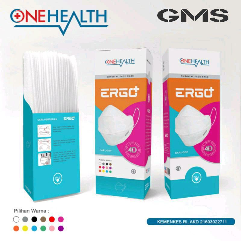 Masker Medis ERGO+ 4D Onehealth Per Box isi 25 Pcs