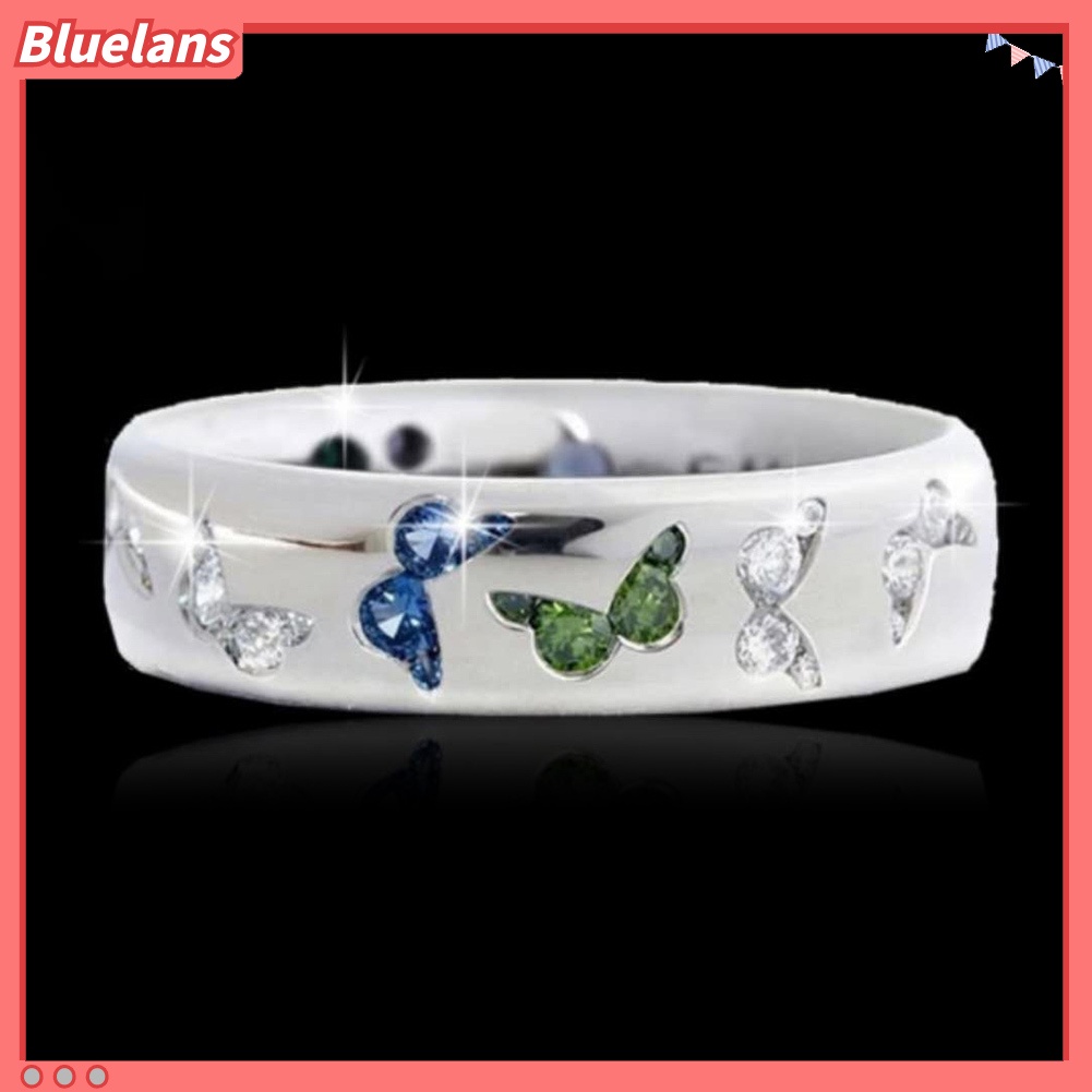 Bluelans Fashion Women Butterfly Cubic Zirconia Inlaid Finger Ring Wedding Party Jewelry