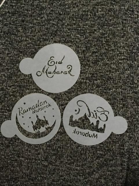Cake Stencils Stencil Tema Ied Mubarak Happy Ramadhan Ramadan Puasa Lebaran Qurban Art Coffee Latte