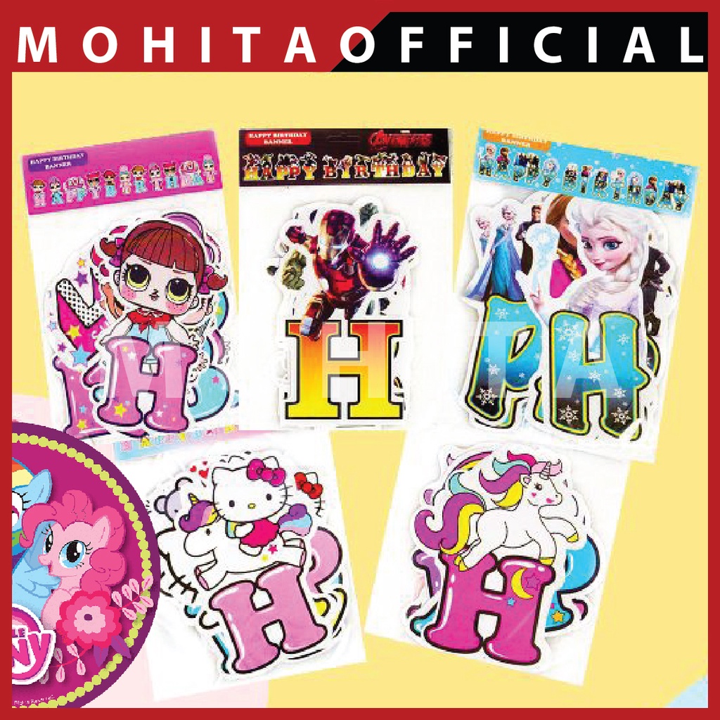 banner ulang tahun/banner happy birthday karakter/banner happy birthday/baner ulang tahun/hiasan ula