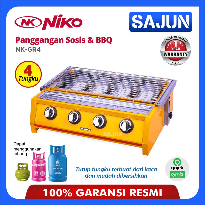 Niko NK-GR4 BBQ Grill Gas Kompor 4 Tungku - NKGR4 Pemanggang Sate BBQ