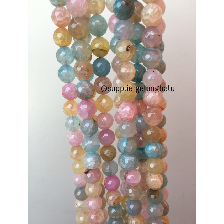 Natural Morgan FACETED beads 12mm CUTTING batu manik candy craft impor aksesoris craft bahan fashion