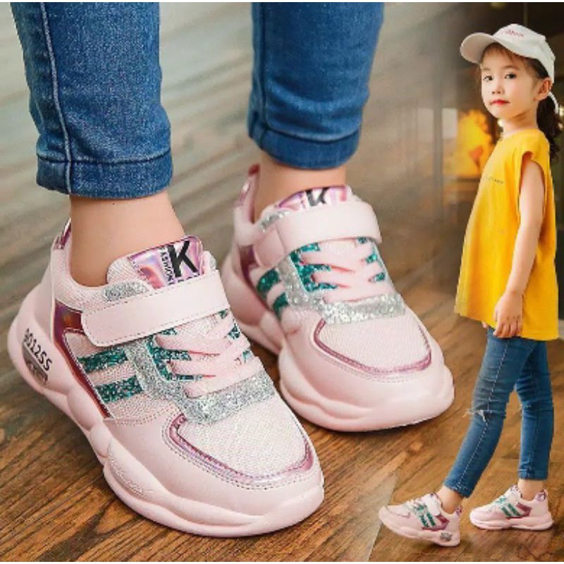 Sepatu Anak Perempuan ROCKIT Sneakers Kids Non LED Sepatu Anak Import Size 26-35 Usia 3-8 Tahun