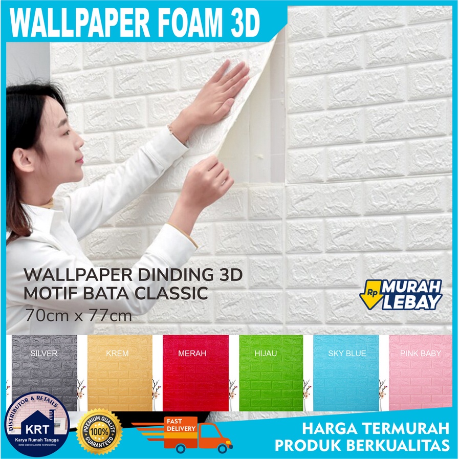 Wallpaper Dinding FOAM Timbul 3D Foam Bata Modern Wall Sticker Dinding Classic List Plafon Kedap Sua