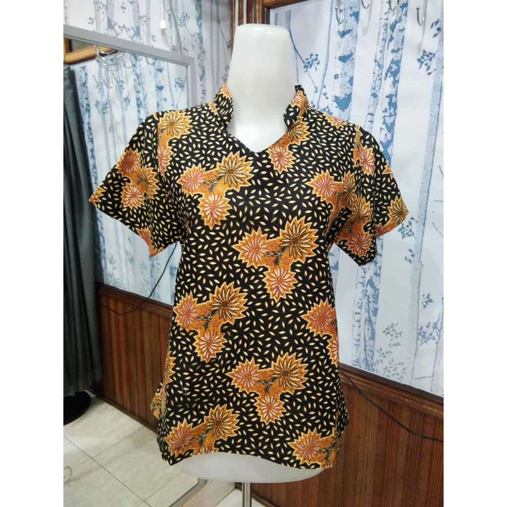 WELVA - Atasan Batik Wanita Blouse Batik Wanita Santai dan Kerja