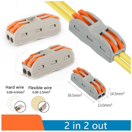 Terminal Paralel 2 ke 2 Wire Line Sambungan  Konektor Connector Jalur Kabel Cage Clamp