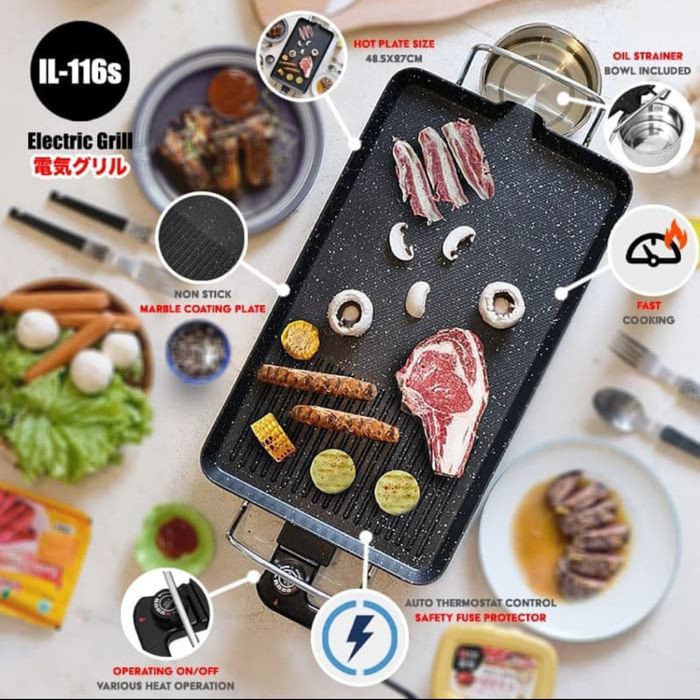 Idealife IL-116S Electric Grill IL 116S Alat Pemanggang Listrik Elektrik IL-116 Alat Panggang IL 116 daging ayam sapi garansi resmi