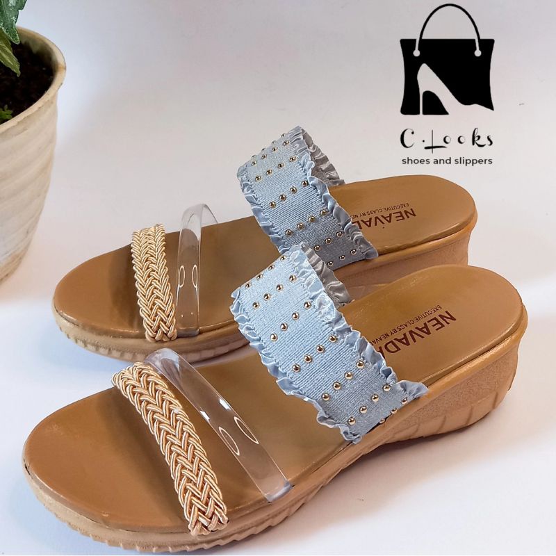 Sandal Anak Perempuan Wedges Neavada Jelly Kepang Renda| Hak 4,5 cm| Size 31-35