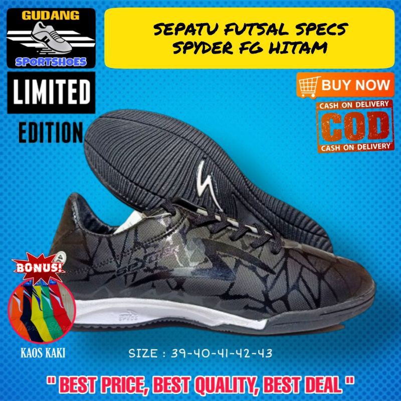 Sepatu Futsal Spatu Olahraga Bola Pria Specs Spider FG Warna Hitam Murah Terbaru Bergaransi COD 01