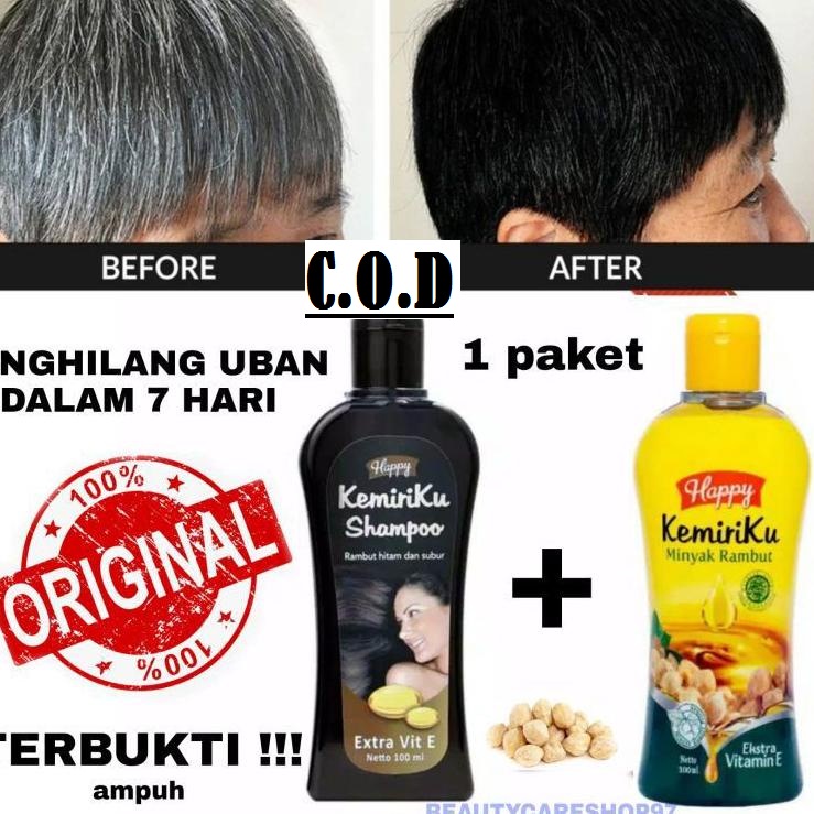 PROMO-PAKET HAPPY SHAMPO&amp;MINYAK KEMIRIKU PENGHILANG UBAN DAN PENUMBUH RAMBUT