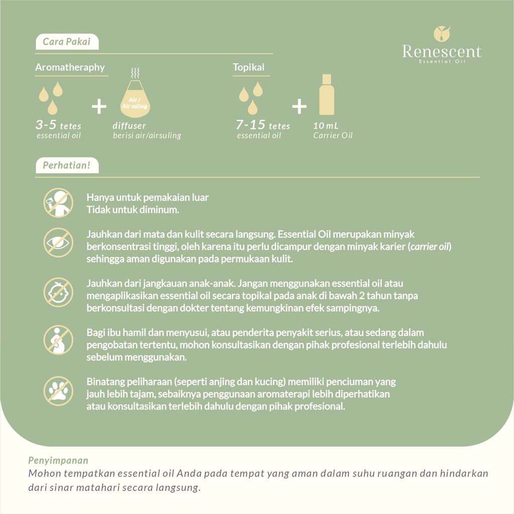Renescent Lemon Pure Essential Oil 10ml Diffuser Aromatherapy Humidifier Air Purifier Lilin Aromaterapi