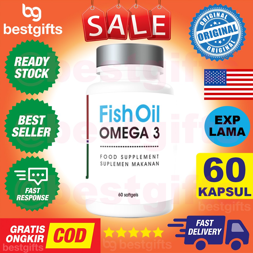 TREELAINS FISH OIL OMEGA 3 MENORMALKAN KOLESTEROL TEKANAN DARAH KEKEBALAN DAYA TAHAN TUBUH 60 KAPSUL