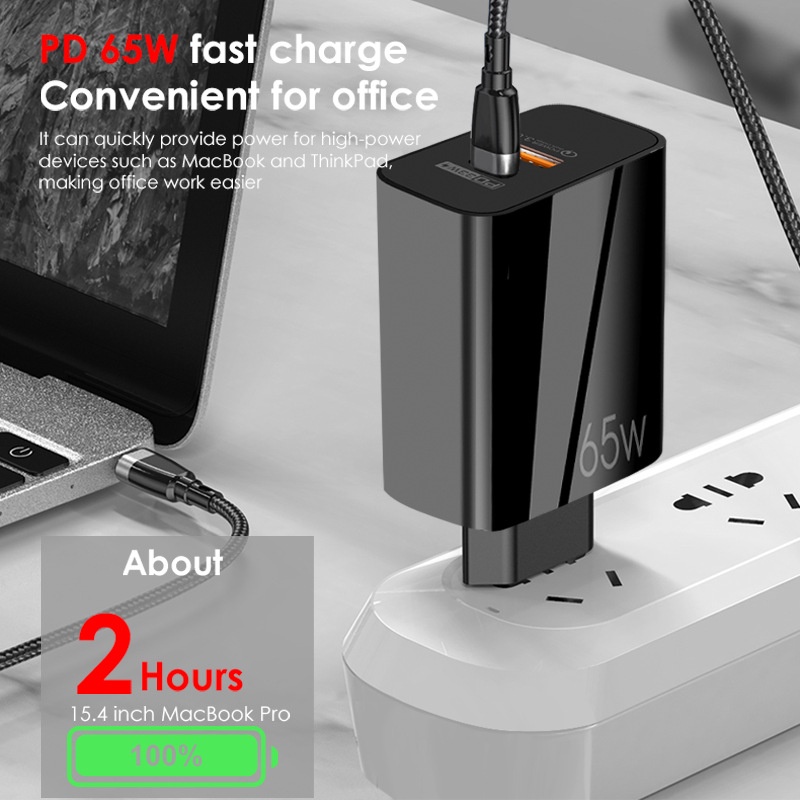 Adapter Charger USB-c PD 65w Fast Charging Untuk Iphone 14 13 12 Pro iOS Android