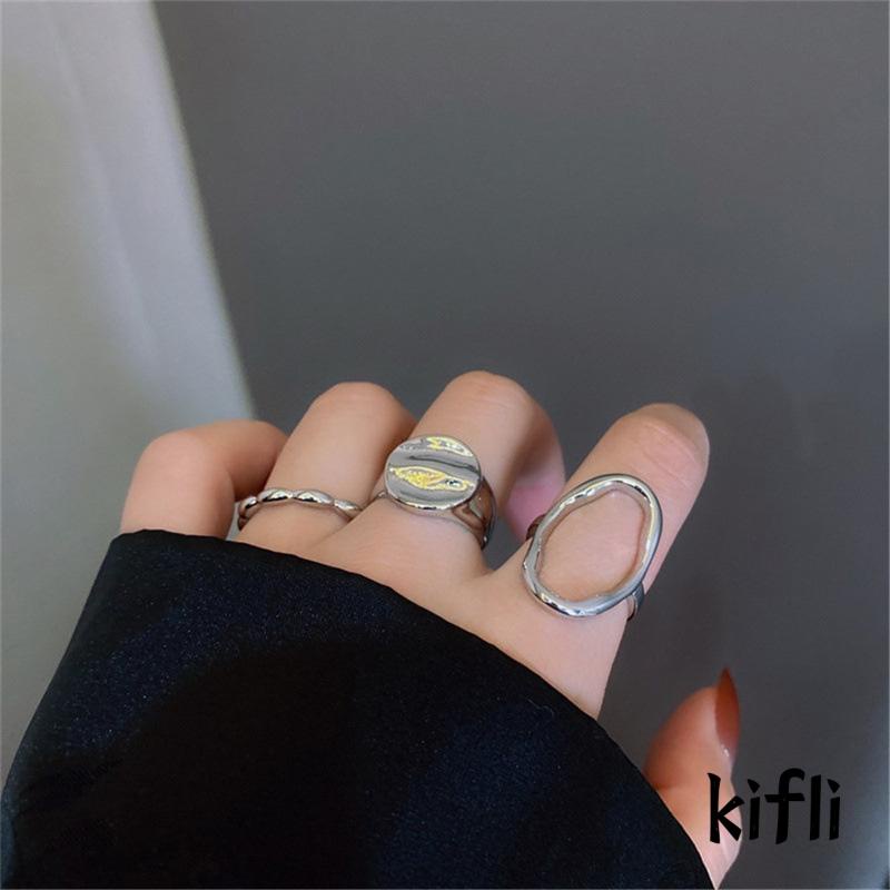 3pcs Cincin Jari,Telunjuk Desain Geometris Rongga,Untuk Wanita