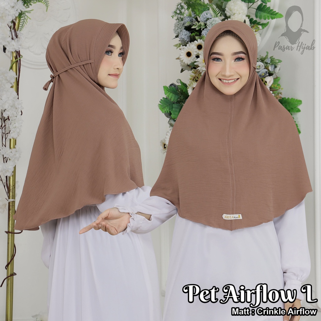 Kerudung Bergo Maryam Tali Pet Airflow Size L Hijab Instan Tali Crinkle Airflow Premium Anti Kusut Pasar Hija'b