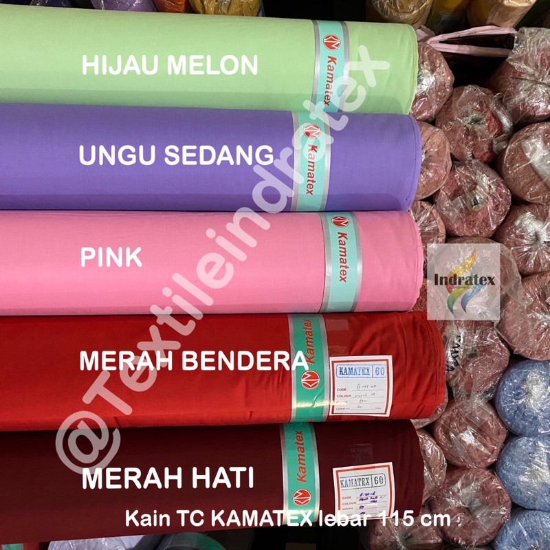 ( per setengah meter ) Kain katun jepang polos TC KAMATEX lebar 115 cm bahan meteran baju kemeja seragam sekolah sd smp sma smk kerja gamis koko kaftan kerudung hijab jilbab lapisan masker craft kerajinan tangan kain schrunchie schruncie background dekor