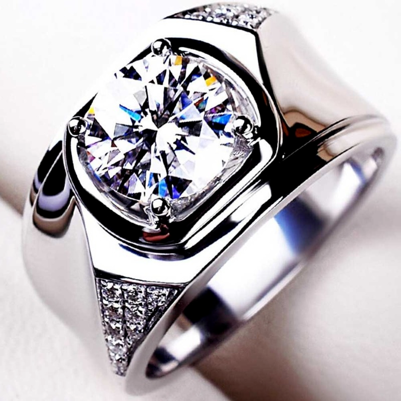 Cincin Kasual Berlian Emas Putih Pria Wanita Aksesoris Fashion Perak Titanium Rings