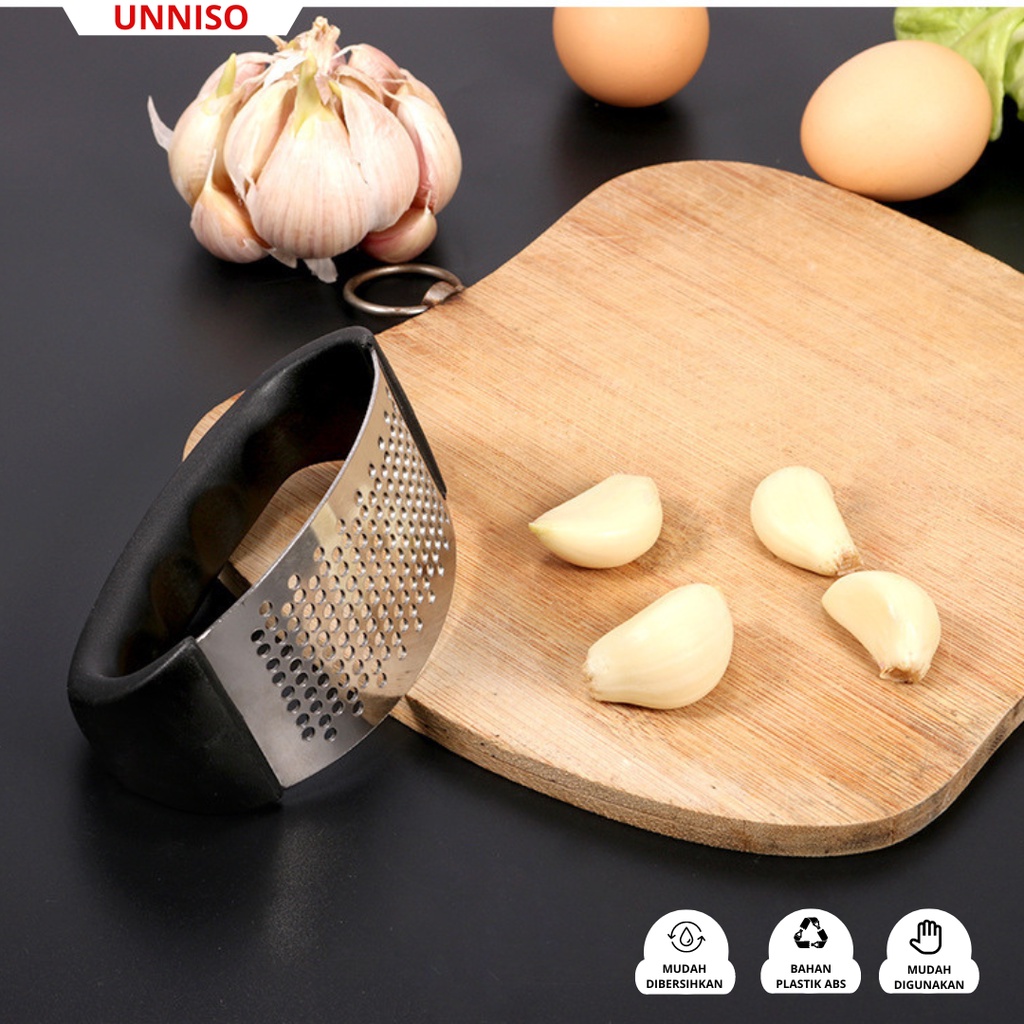 UNNISO - Garlic Press Crusher Alat Penghancur Penghalus Bawang Putih