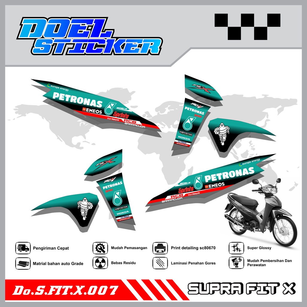 STICKER STRIPING SUPRA FIT NEW SUPRA FIT NEW / FIT X / FIT LIST VARIASI HOLOGRAM , CROME DOEL 007