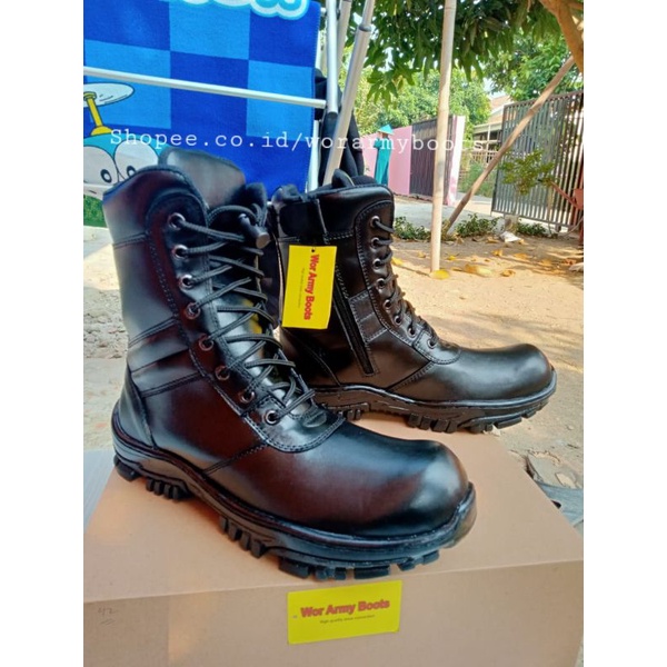 Sepatu pdl kulit sapi asli model jatah TNI AD safety  Full kulit Sapi Asli by Wor Army Boots