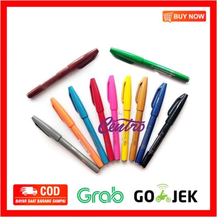 

(BISA COD) Pentel Touch Brush Sign Pen Colouring Kuas Lettering Doodle Set 12