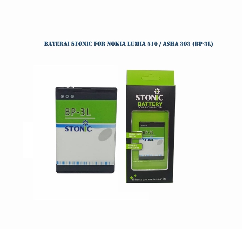 Battery Stonic Double Power IC Protection Baterai Nokia BP-3L NOKIA LUMIA 510 ASHA 303 Batre