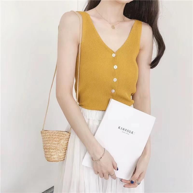 2110 button knit tank