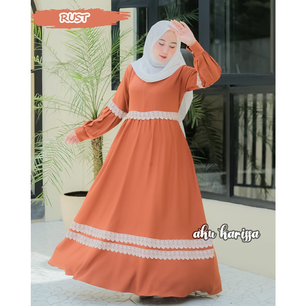 Shanza YUFA aku karissa renda dress itycrepe gamis wanita kekinian original