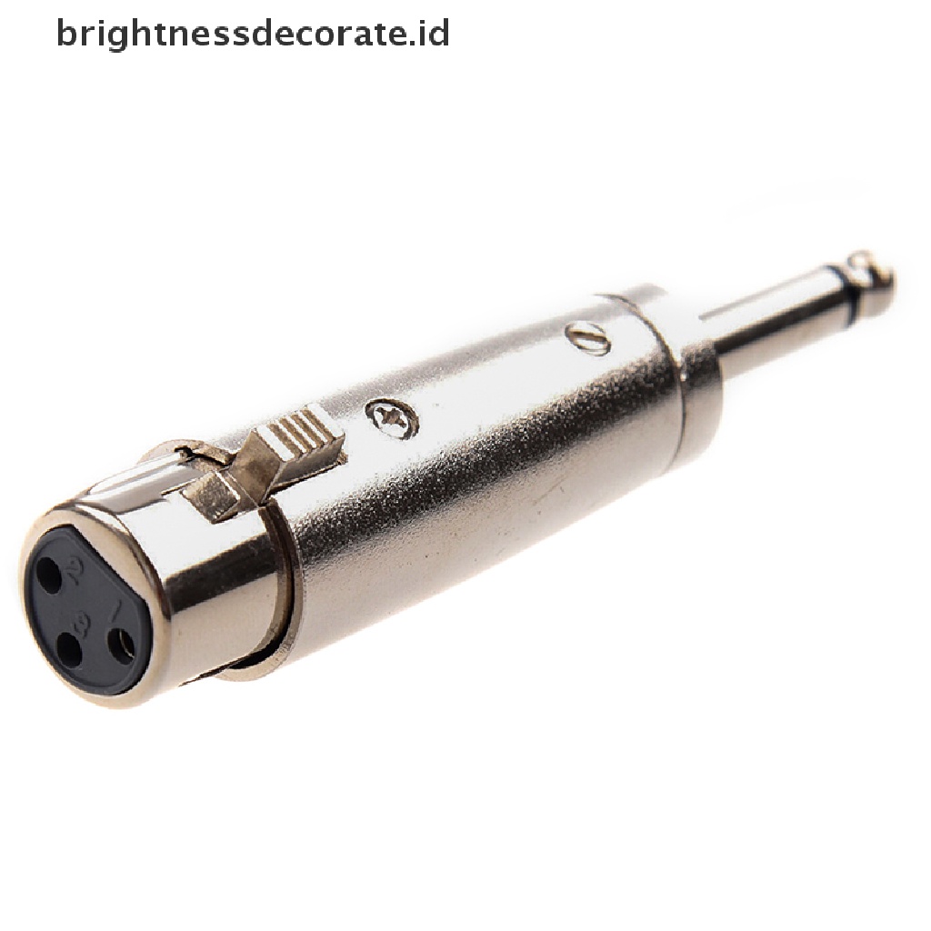 Adapter Jack Mono 3 Pin XLR Female To 1 / 4 &quot;6.35mm Male Warna Silver