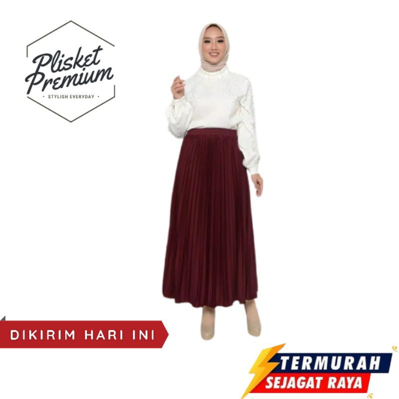 Rok Plisket Mayung Jumbo | Jual Rok Plisket Maroon Milo Hitam Putih Navy Grey Army | Rok Plisket