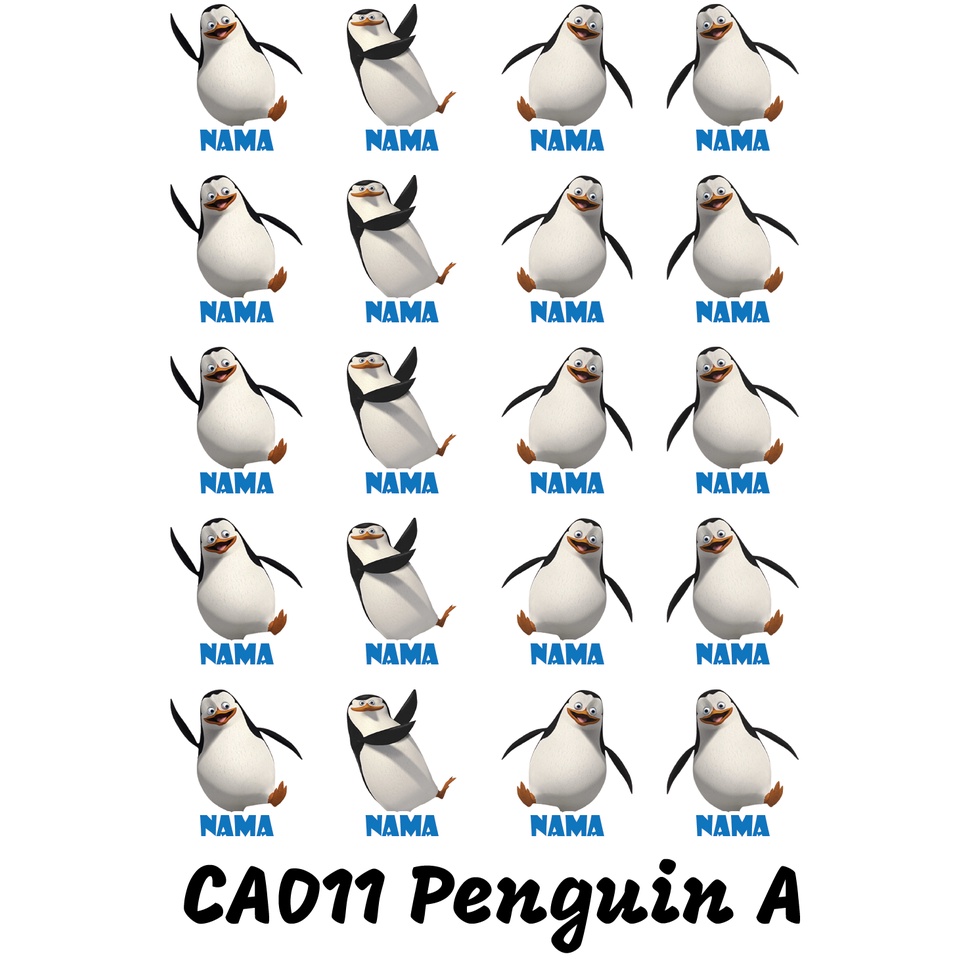 

Sticker Nama Cutting Label Waterproof Tahan Air Penguin A (CA011)
