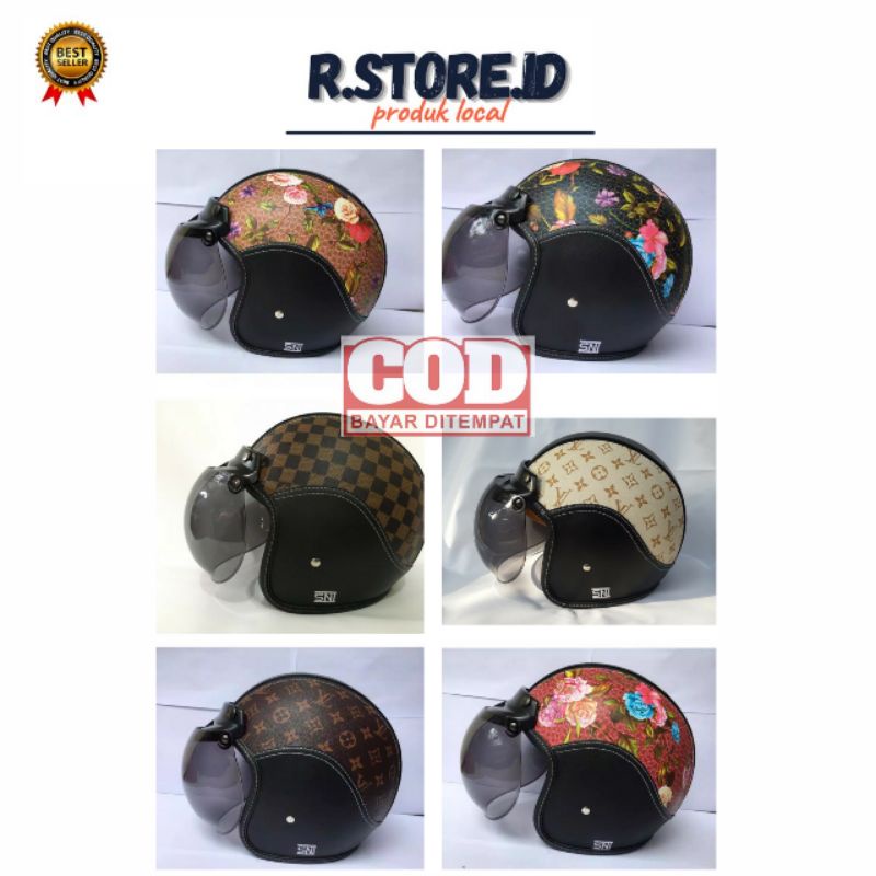 helm bogo wanita helm bogo kulit dewasa helm motor wanita helm kulit motif Lv