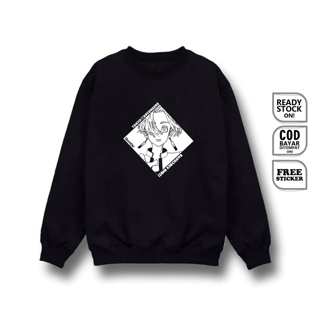 SWEATER CREWNECK BLACK DRAGONS IZANA KUROKAWA TENJIKU TOKYO REVENGERS ANIME MANGA BAJU JEPANG MIKEY