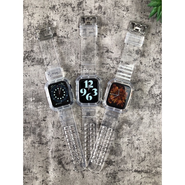 STRAP CASE TRANSPARAN APPLEWATCH DAN SMARTWATCH T500 DLL