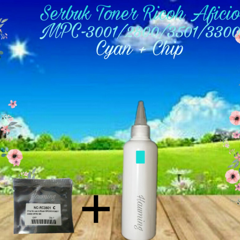 Serbuk Toner Ricoh MP C3001 C2800 C3501 C3300 C-3300 3001 3501 MPC3001 MPC2800 MPC3501 Cyan + Chip