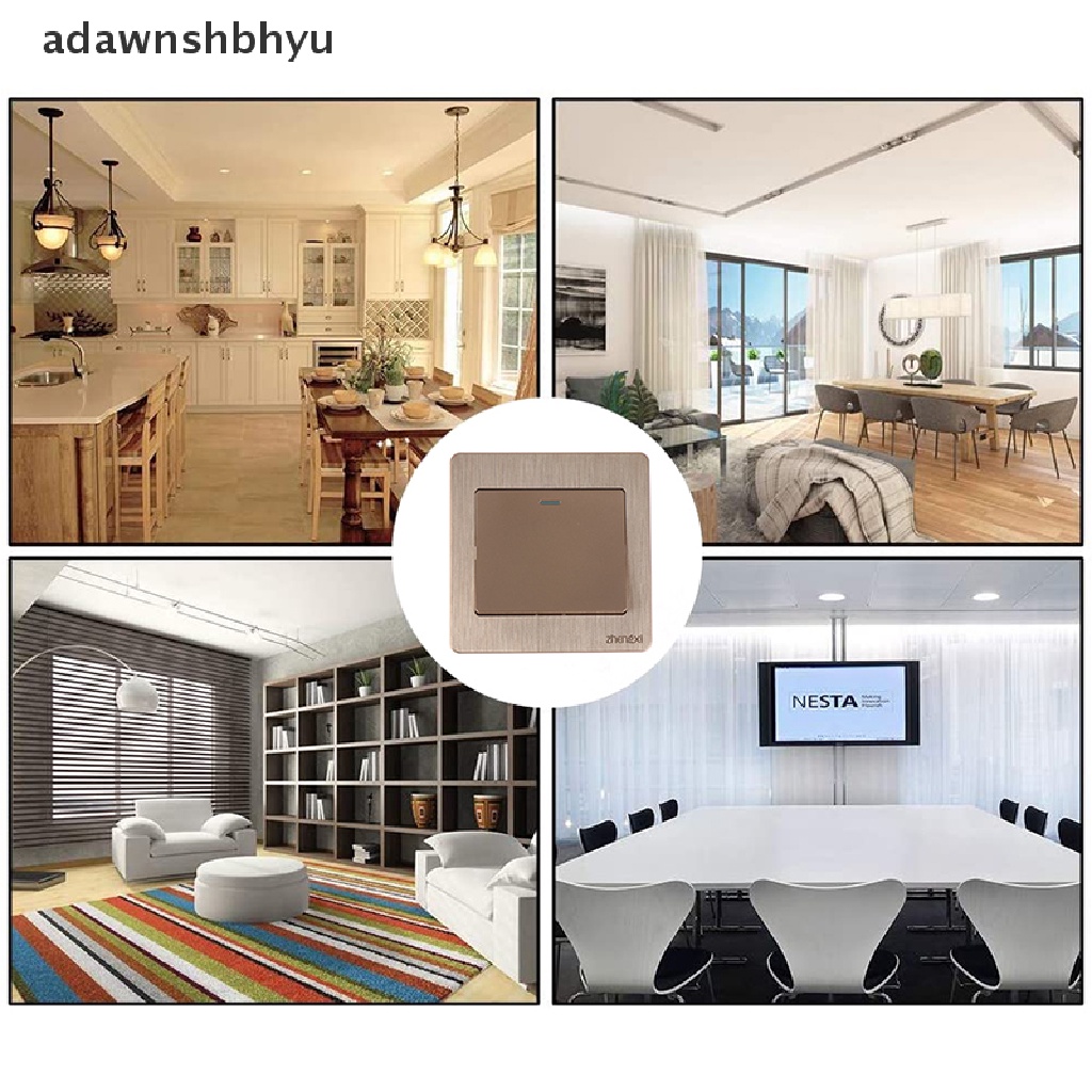 Adawnshbhyu Saklar Dinding Gold1/2/3 /4 Gang 1Way Tombol Wall Light Switch On/Off Tombol Tekan